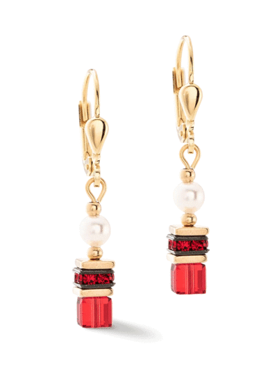 Coeur de Lion Sparkling Princess Earrings Gold-Red 4567/20-0300