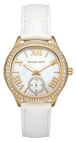 Michael Kors Sage Pavé Gold-Tone and Crocodile Embossed Leather Watch MK4818