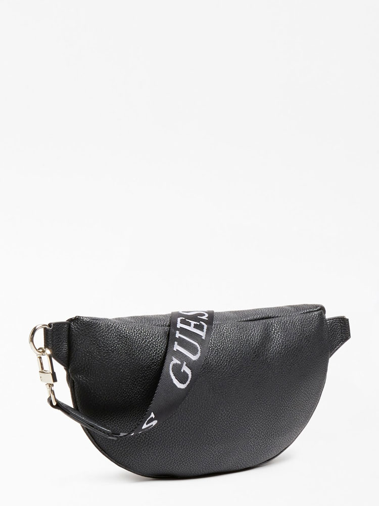 black guess purse with flowers